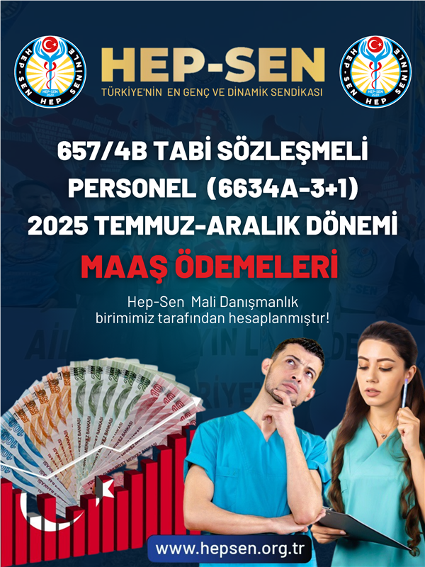2025 Temmuz Aralık Dönemi Sözleşmeli Sağlık Çalışanı Zamlı Maaşları 657/4B Tabi Sözleşmeli Personel ( 663 / 45A - 3+1)